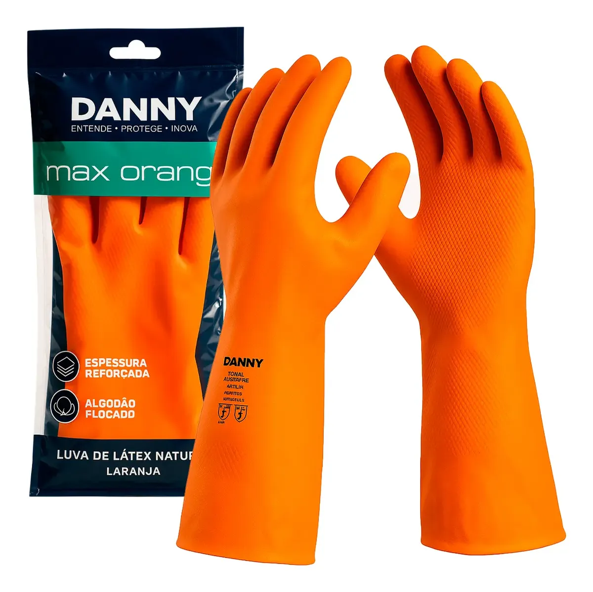 DANNY - Luva de Latex Espessura 0,70 mm MAX ORANGE TAM G - CA 11.286