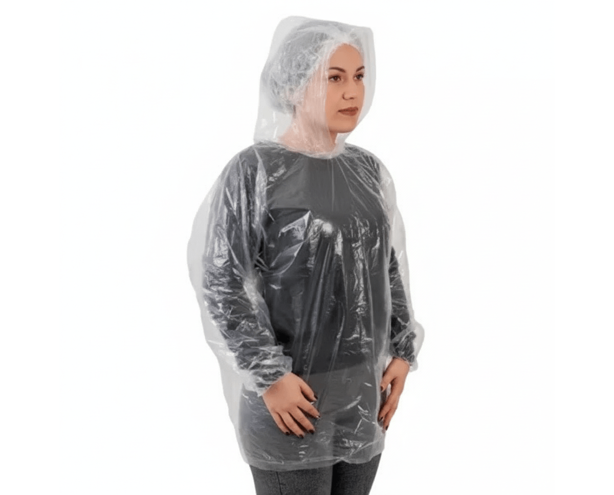 PREVEMAX - Bata C/ Capuz Polietileno Com Elastico Impermeavel Transparente