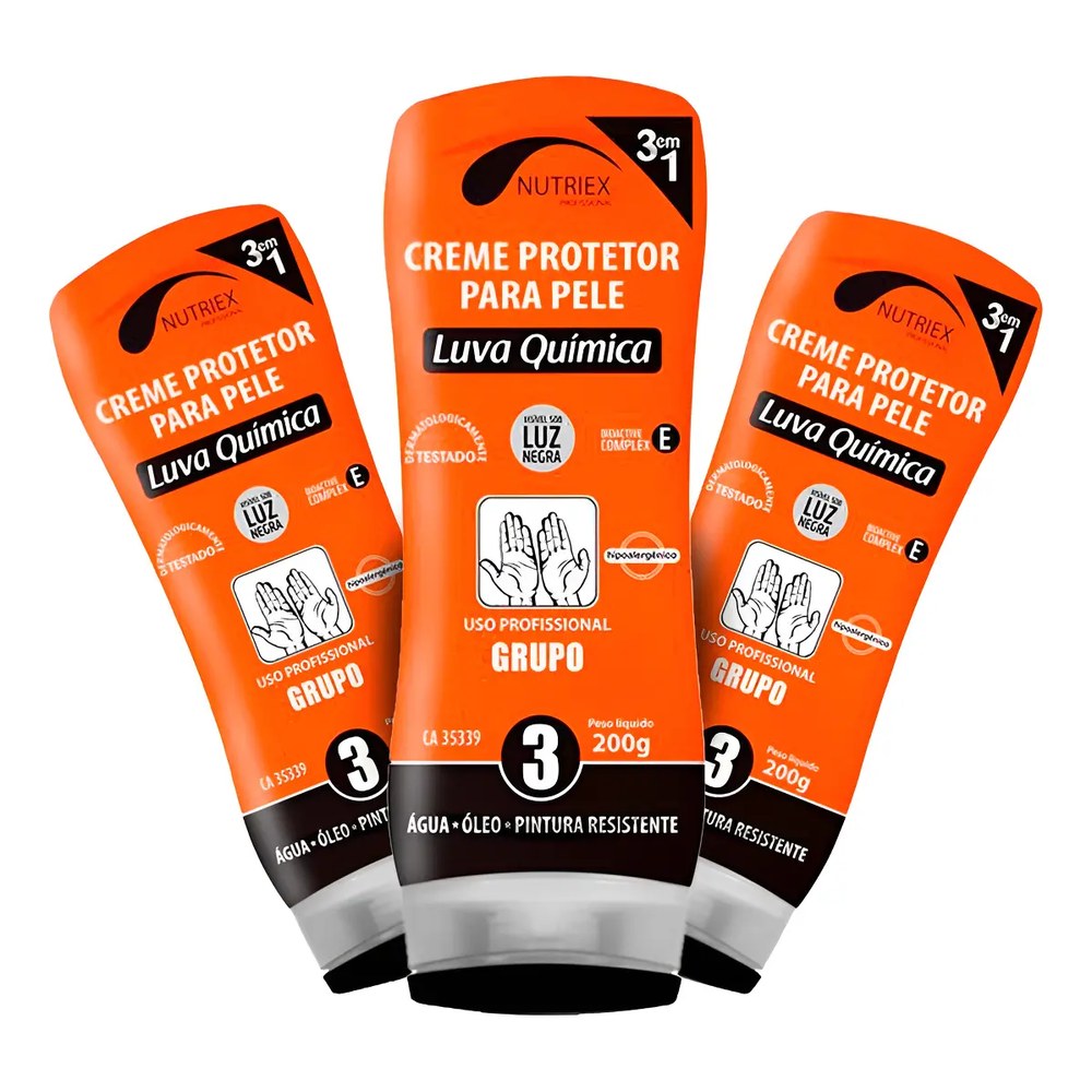 Nutriex - Creme de Proteção para a Pele Luva Química Grupo 2 - [Kit com 3] NP 200g